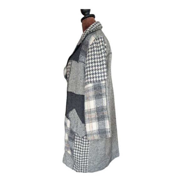 Plaid Patchwork Transitional Spring Coat Size M - Picture 6 of 11